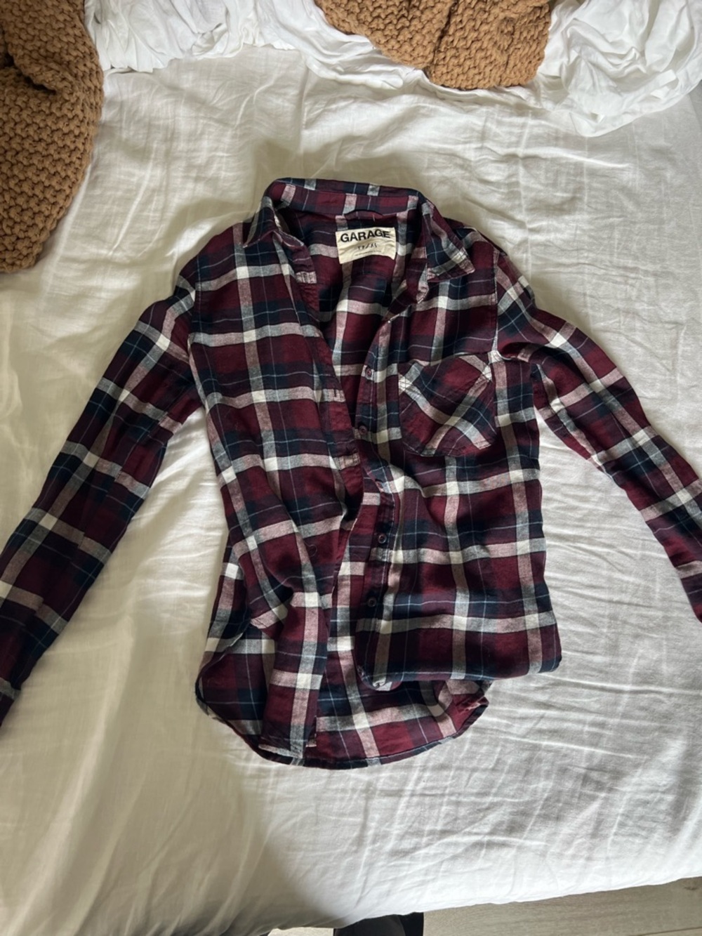 Garage Plaid Shirt in Burgundy, Black, and White